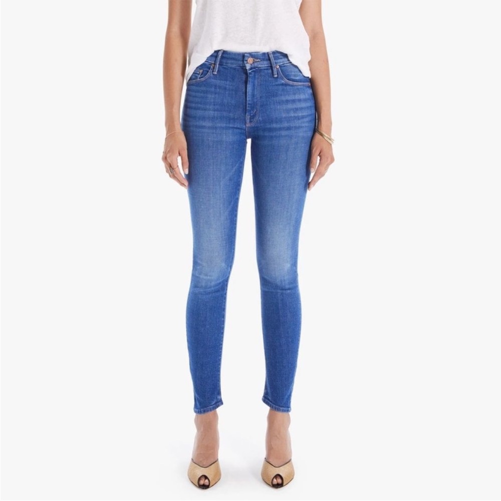 Mother the looker skinny jeans in bright eyes blue